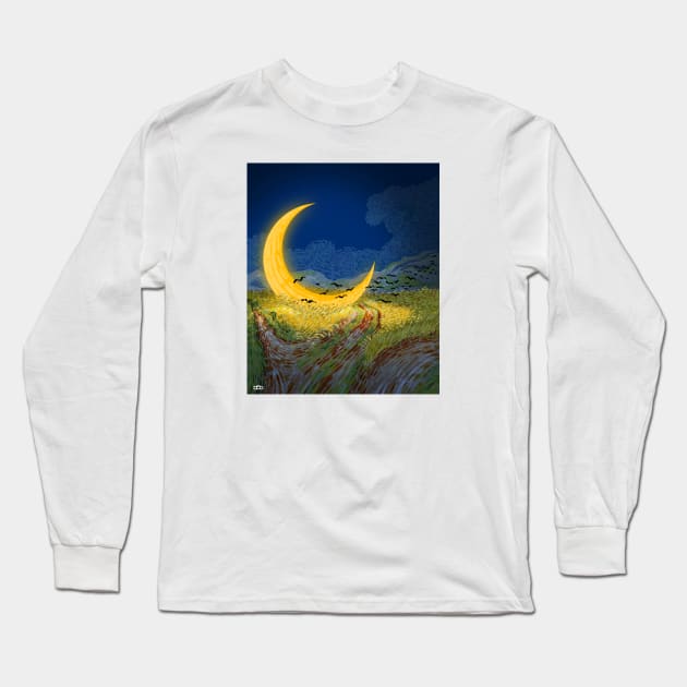 A Moon in the Last Night Long Sleeve T-Shirt by javalidesign
